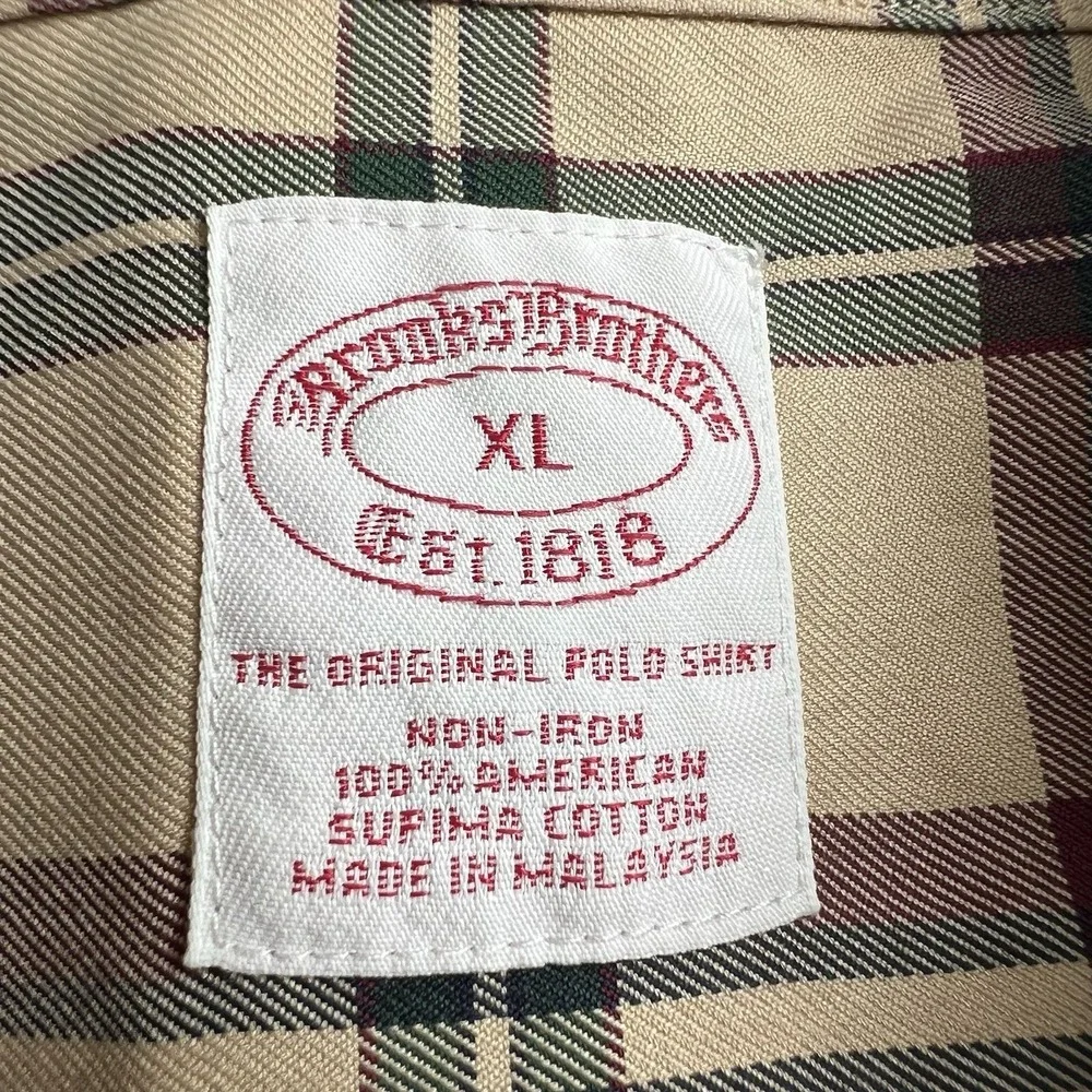 Brooks Brothers Mens XL Brown Plaid Long Sleeve Button Down Shirt Supima Cotton - Picture 4 of 5